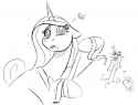 1938529__safe_artist-colon-acesential_princess+cadance_queen+chrysalis_shining+armor_alicorn_blushing_changeling_changeling+queen_female_grayscale_hear