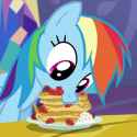 1882531__safe_screencap_rainbow+dash_pegasus_pony_castle+sweet+castle_cropped_cute_dashabetes_eating_female_food_herbivore_nom_pancakes_solo_strawberry_whipped+