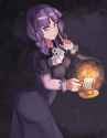 2735590__safe_artist-colon-tzc_inky+rose_human_anime_breasts_candle_female_goth_humanized_looking+at+you_shhh_solo