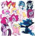 3503979__safe_artist-colon-lulithmark_apple+bloom_coloratura_derpy+hooves_fluttershy_nurse+redheart_pinkie+pie_princess+luna_scootaloo_sonata+dusk_sweetie+belle