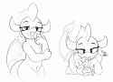 3504522__safe_artist-colon-pabbley_smolder_dragon_g4_bedroom+eyes_belly_belly+button_black+and+white_dialogue_dragoness_female_food_grayscale_hot+dog_looking+at