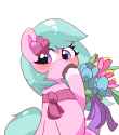 2914802__safe_artist-colon-leo19969525_dahlia_earth+pony_pony_g5_adordahlia_blue+mane_blue+tail_blushing_clothes_cute_daaaaaaaaaaaw_female_flower_flower+in+hair