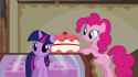 75345__safe_derpibooru+import_screencap_pinkie+pie_twilight+sparkle_swarm+of+the+century_animated_cake_cartoon+physics_duo_eating_food_swallowing