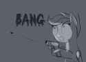 1483463__safe_artist-colon-cosmonaut_scootaloo_pony_g4_bullet_female_garbage+day_glock_gun_monochrome_solo_weapon