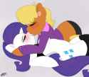 1529609__suggestive_artist-colon-kikiluv_ms-dot-+harshwhinny_rarity_earth+pony_unicorn_anthro_g4_arm+hooves_blushing_breasts_clothes_duo_eyes+closed_female_kiss (1)