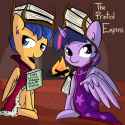 835940__safe_artist-colon-tjpones_derpibooru+import_flash+sentry_twilight+sparkle_twilight+sparkle+(alicorn)_alicorn_pegasus_pony_book_book+thief+a