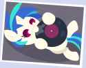 2426612__safe_artist-colon-yaaaco_dj+pon-dash-3_vinyl+scratch_pony_unicorn_baby_baby+pony_cute_female_filly_nom_photo_record_solo_vinylbetes