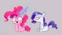 3282067__safe_alternate+version_artist-colon-lentin_artist-colon-vital_pinkie+pie_rarity_earth+pony_pony_unicorn_g4_animated_brush_brushing_duo_female_gif_glowi