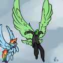 487034__safe_artist-colon-whydomenhavenipples_rainbow+dash_oc_oc-colon-anon_butt+wings_cute_flying_open+mouth_smiling_spread+wings_wings