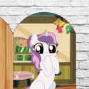 3516780__safe_artist-colon-weker_oc_oc+only_oc-colon-sweetieck+dreams_pony_unicorn_g4_bell_book_butt_colored+hooves_cute_door_eyelashes_female_filly_flower_foal