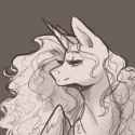 3512144__safe_artist-colon-larizzart_princess+celestia_alicorn_pony_g4_bust_female_gray+background_lidded+eyes_mare_monochrome_simple+background_smiling_solo