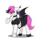 2937547__safe_artist-colon-cottonaime_oc_oc+only_oc-colon-lance_bat+pony_pony_bell_bell+collar_clothes_collar_crossdressing_duster_maid_male_simple+background_s