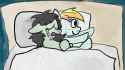 3518337__safe_artist-colon-dhm_rainbow+dash_oc_oc-colon-filly+anon_original+species_plush+pony_g4_bed_crying_depression_emotional_female_filly_hug_hug+from+behi