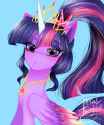 3311303__safe_artist-colon-petaltwinkle_derpibooru+import_twilight+sparkle_twilight+sparkle+(alicorn)_alicorn_pony_g4_blue+background_crown_cyan+ba