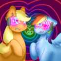 2453746__artist+needed_suggestive_applejack_rainbow+dash_earth+pony_pegasus_pony_blushing_chest+fluff_duo_ear+fluff_ears_female_floppy+ears_hypnogear_h