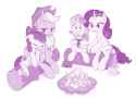 1890812__safe_artist-colon-dstears_apple+bloom_applejack_rarity_sweetie+belle_earth+pony_pony_unicorn_campfire+tales_g4_campfire_coffee_female_filly_food_log_ma