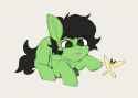 3522590__safe_artist-colon-itskaarts_artist-colon-pukifurs_oc_oc+only_oc-colon-filly+anon_butterfly_earth+pony_pony_-colon-p_curious_cute_female_filly_foal_solo