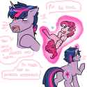 3031680__safe_artist-colon-princeofrecycling_derpibooru+import_pinkie+pie_twilight+sparkle_earth+pony_pony_unicorn_-colon-p_bubble+berry_duo_dusk+shine