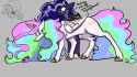 1839149__safe_artist-colon-greyscaleart_artist-colon-jargon+scott_artist-colon-wafflecakes_princess+celestia_princess+luna_twilight+sparkle_alicorn_pony_g4_alte