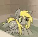 3121769__safe_artist-colon-muffinz_derpy+hooves_pegasus_pony_-colon-o_bath_bathtub_cute_derpabetes_female_lying+down_mare_open+mouth_prone_rubber+duck_solo_spre