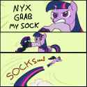 37837 - artist valcron comic grab_my_boob nyx oc parody past_sins socks twilight_sparkle