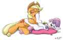 2156954__suggestive_artist-colon-almar_derpibooru+import_applejack_sweetie+belle_earth+pony_pony_unicorn_somepony+to+watch+over+me_age+difference_apple