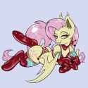 3522206__suggestive_artist-colon-twoshoesmcgee_fluttershy_bat+pony_pony_g4_back_backbend_bat+ponified_bra_bra+on+pony_butt_clothes_fangs_female_flutterbat_looki