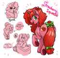 3420963__safe_artist-colon-opalacorn_oc_oc+only_oc-colon-strawberry+squeeze_pony_unicorn_bow_butt_commission_dollar+sign_drink_eyes+closed_female_floppy+ears_fr