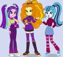 3525402__safe_artist-colon-limedazzle_adagio+dazzle_aria+blaze_sonata+dusk_equestria+girls_g4_belt_boots_clothes_coat_denim_eyeshadow_female_hairband_high+heel+