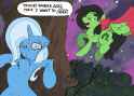 3526292__safe_artist-colon-ponny_trixie_oc_oc-colon-filly+anon_pegasus_pony_undead_unicorn_vampire_g4_bush_cloak_clothes_colored_fangs_female_filly_flying_foal_