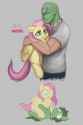 3526319__safe_artist-colon-darkdoomer_fluttershy_oc_oc-colon-anon_oc-colon-filly+anon_earth+pony_human_pegasus_pony_g4_duo_female_filly_foal_hug