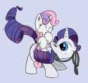 444050__safe_artist-colon-rainbow-dash-dosh_artist-colon-xioade_rarity_sweetie+belle_g4_bridle_collar_cute_diasweetes_female_leash_pet_pet+play_ponies+riding+p