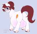 3370725__suggestive_artist-colon-lulubell_oc_oc-colon-amy_pony_unicorn_belly_belly+blush_big+belly_blushing_butt_female_glasses_horn_mare_plot_pregnant_solo