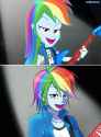 1164356__safe_artist-colon-odaefnyo_rainbow+dash_equestria+girls_rainbow+rocks_comparison_electric+guitar_guitar_scene+interpretation_solo