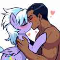 Nazeem (Skyrim), Cloud Chaser (mlp), kissing, human Nazeem, feral pony, s-4117343905