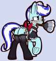 3472475__safe_artist-colon-chiefywiffy_oc_oc+only_oc-colon-snowy+pop_pegasus_pony_blue+eyes_blushing_bow_bowtie_clothes_commission_crossdressing_duster_embarras