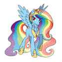 3395851__safe_artist-colon-saturaed_acidity_derpibooru+import_princess+celestia_rainbow+dash_alicorn_pony_g4_alicornified_cheek+fluff_crown_ear+fluff_e