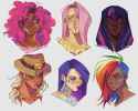 3322415__safe_artist-colon-marshiroart_applejack_fluttershy_pinkie+pie_rainbow+dash_rarity_twilight+sparkle_human_g4_bandaid_dark+skin_gray+background_group_hum