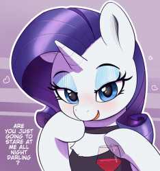 3389070__safe_artist-colon-pabbley_rarity_pony_unicorn_g4_alcohol_blushing_bronybait_chest+fluff_clothes_cup_darling_date_dialogue_dress_female_heart_horn_lidde