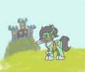 3521247__safe_artist-colon-granatrus_oc_oc+only_oc-colon-filly+anon_pony_armor_castle_female_female+oc_filly_filly+oc_foal_hoof+shoes_mouth+hold_outdoors_peytra