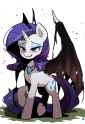 _rarity (mlp), pony, feral, corrupted, corruption, cursed necklace, wings flared s-1289920662