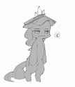 6820961__safe_artist-colon-inkhooves_imported+from+derpibooru_diamond+tiara_earth+pony_pony_-colon-7C_bipedal_book_book+on+head_female_filly_foal_grayscale_mono