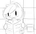 640125__safe_solo_female_oc_oc+only_monochrome_comic_sketch_grayscale_black+and+white_poop_oc-colon-aryanne_bathroom_shivering_toilet_newspaper_alien