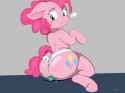 1241000__suggestive_artist-colon-gatekeeper_pinkie+pie_oc_oc-colon-anon_human_pony_g4_balloonbutt_blushing_butt_butt+crush_clothes_colored_female_giant+pinkie+p