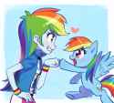 879454__dead+source_safe_artist-colon-baekgup_rainbow+dash_equestria+girls_blushing_clothes_cute_dashabetes_female_fist+bump_hand+on+hip_heart_hoofbump