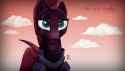 1577006__safe_tempest+shadow_solo_female_mare_unicorn_smiling_cloud_my+little+pony-colon-+the+movie_broken+horn_scar_eye+scar_pretty+pretty+tempest_a