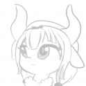 1377935__safe_artist-colon-tjpones_bust_grayscale_horns_kanna+kamui_miss+kobayashi&#039;s+dragon+maid_monochrome_ponified_pony_portrait_simple+background_