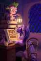 1050599__dead+source_safe_artist-colon-maggwai_spike_twilight+sparkle_alicorn_pony_g4_book_chair_cup_desk_duo_female_lamp_mare_night_perch_plushie_reading_twili