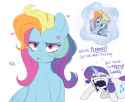 3536105__safe_artist-colon-higglytownhero_rainbow+dash_rainbow+dash+28g329_rarity_pegasus_pony_unicorn_g3_g4_alternate+hairstyle_annoyed_cross-dash-popping+vein