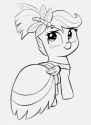 2639732__safe_scootaloo_solo_female_pony_clothes_simple+background_pegasus_monochrome_filly_sketch_looking+back_dress_grayscale_gray+background_artis